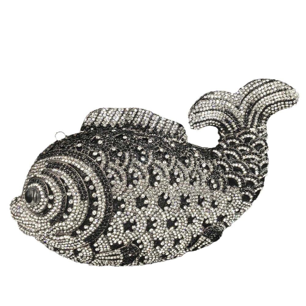 7948 Fish Rhinestone Clutch Purses Formal Evening Bags Prom Purse Wedding
